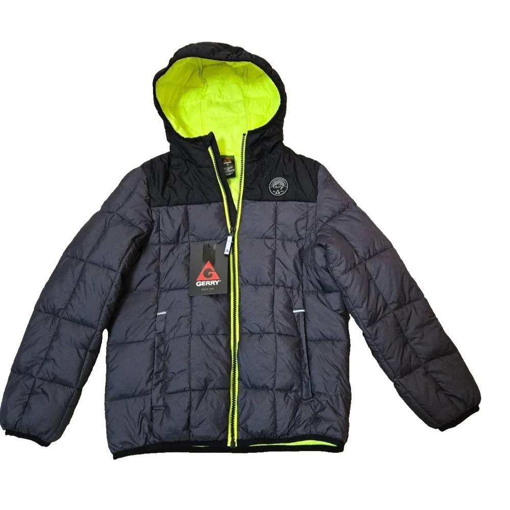 Gerry Boys Torque Puffer Size Small‎ Black/Flourscent Yellow NWT